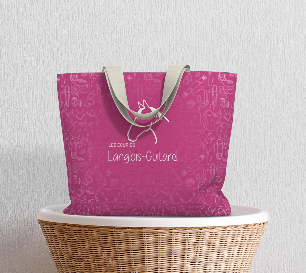 Grand Sac à motifs équestre - Rose