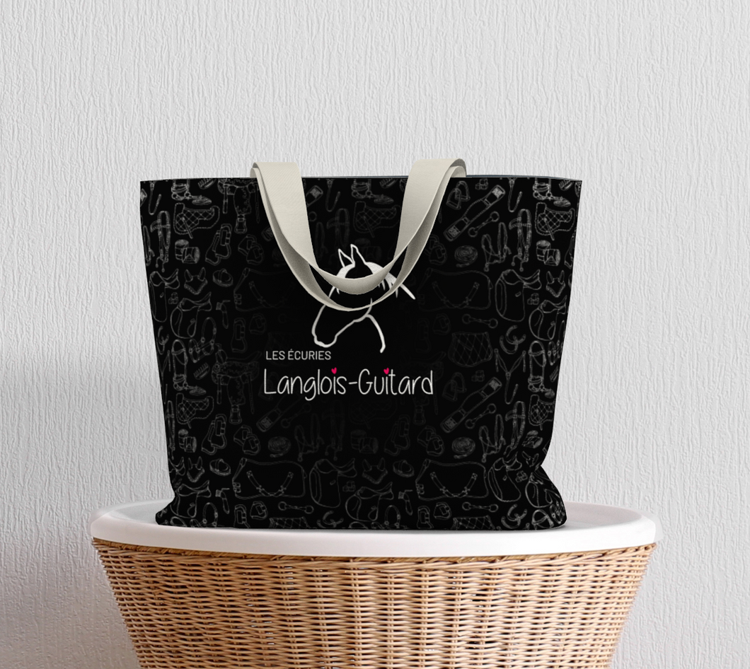 Grand Sac à motifs équestre - Noir